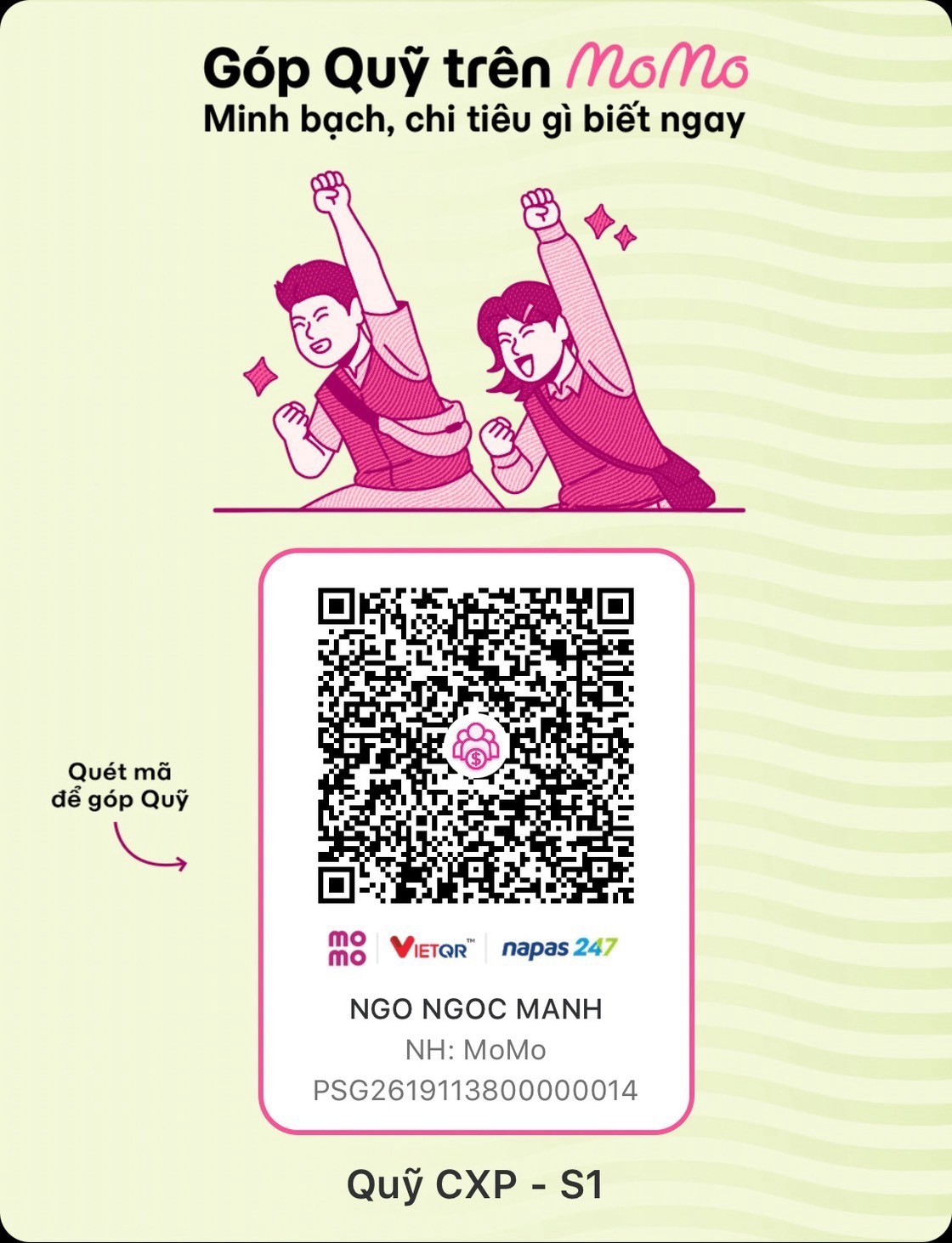 QR code ủng hộ quỹ CXP - S1